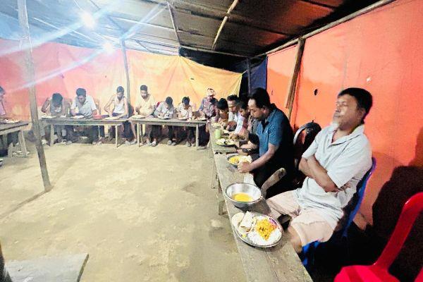 As a Humanitarian Gesture Stranded Civil Drivers Were Served Dinner in Mess of E/34 at Litan